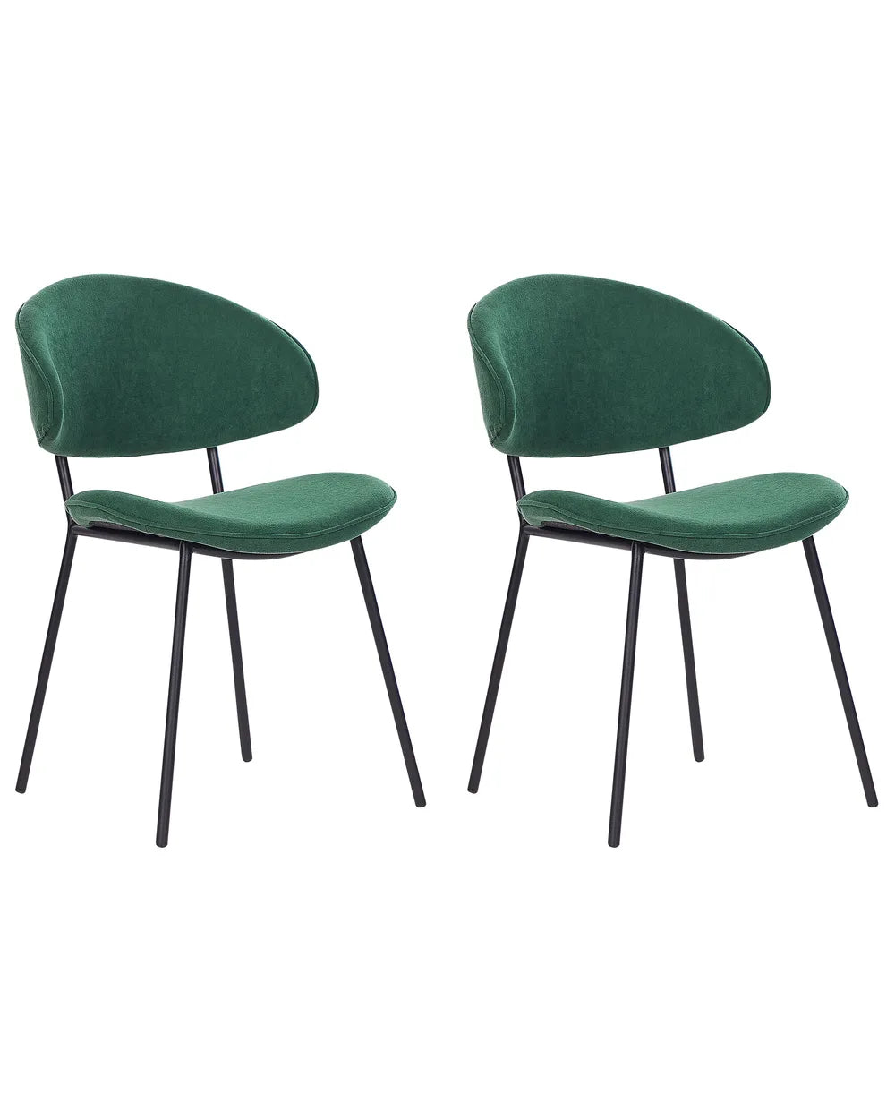 Set of 2 Dining Chairs Fabric Dark Green Zoe
