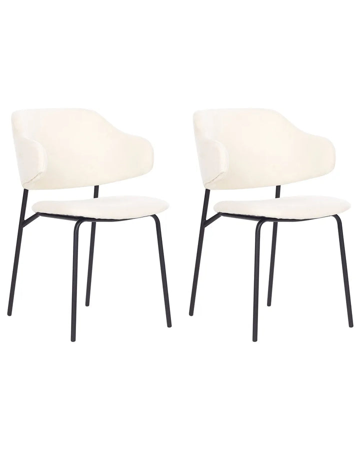 Set of 2 Dining Chairs Fabric Light Beige Moore
