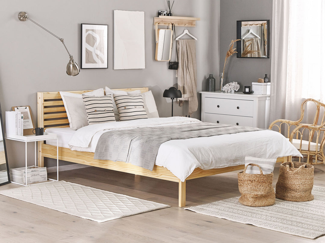 Bed Wood 180 x 200 cm (EU Super King) Light Brown Keith