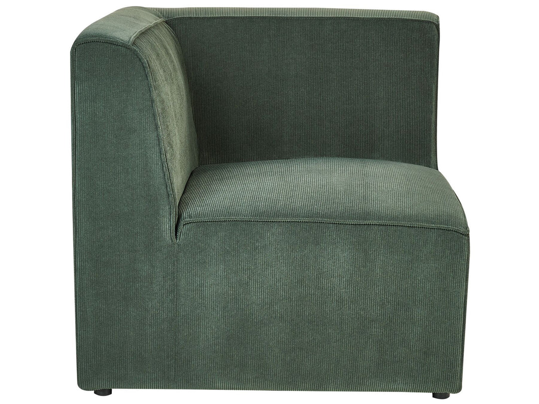 Left Hand 4 Seater Modular Jumbo Cord Corner Sofa with Ottoman Dark Green Ilkeston
