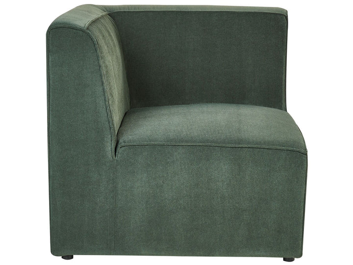 Left Hand 4 Seater Modular Jumbo Cord Corner Sofa with Ottoman Dark Green Ilkeston