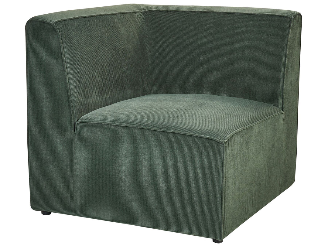 Left Hand 4 Seater Modular Jumbo Cord Corner Sofa with Ottoman Dark Green Ilkeston