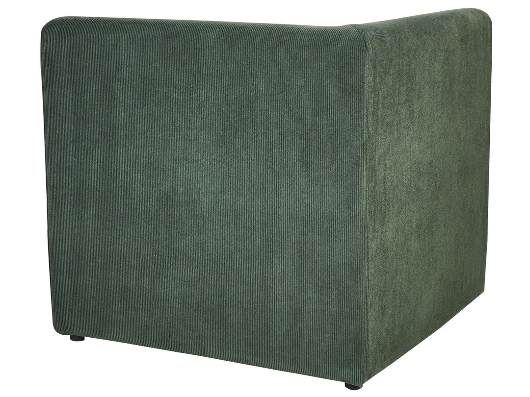 Left Hand 4 Seater Modular Jumbo Cord Corner Sofa with Ottoman Dark Green Ilkeston