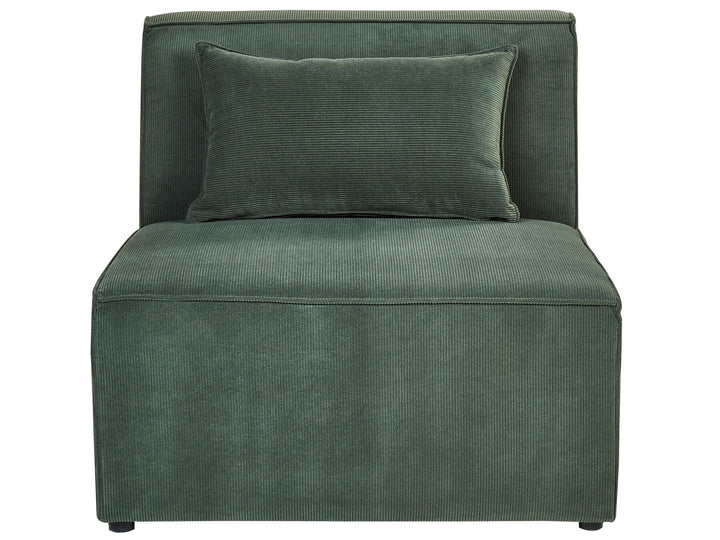 Left Hand 4 Seater Modular Jumbo Cord Corner Sofa with Ottoman Dark Green Ilkeston