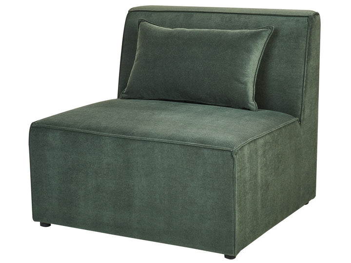Left Hand 4 Seater Modular Jumbo Cord Corner Sofa with Ottoman Dark Green Ilkeston