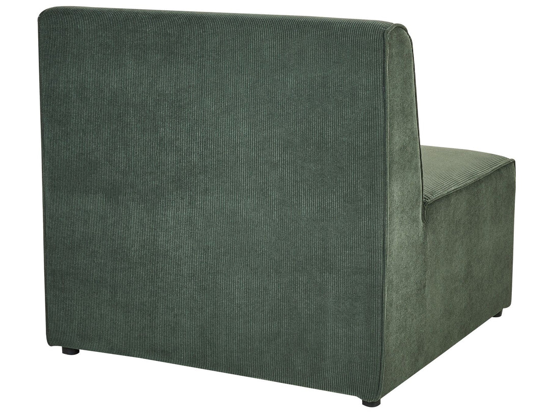 Left Hand 4 Seater Modular Jumbo Cord Corner Sofa with Ottoman Dark Green Ilkeston