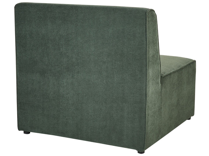 Left Hand 4 Seater Modular Jumbo Cord Corner Sofa with Ottoman Dark Green Ilkeston