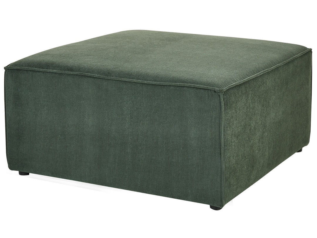 Left Hand 4 Seater Modular Jumbo Cord Corner Sofa with Ottoman Dark Green Ilkeston