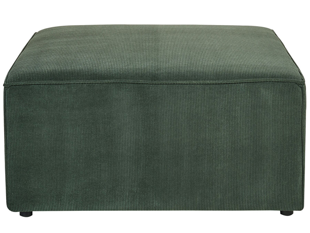 Left Hand 4 Seater Modular Jumbo Cord Corner Sofa with Ottoman Dark Green Ilkeston