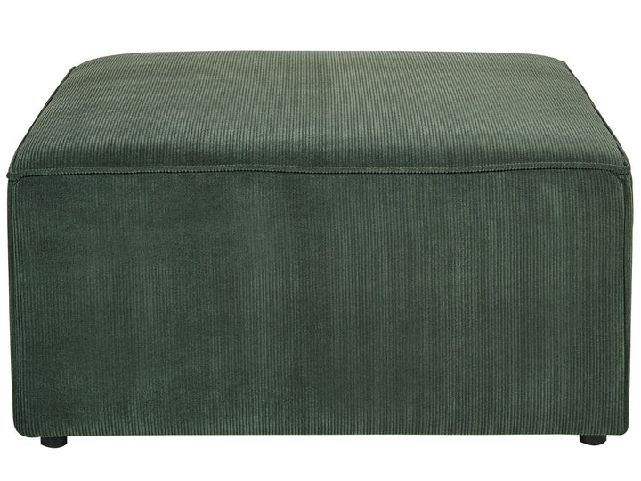 Left Hand 4 Seater Modular Jumbo Cord Corner Sofa with Ottoman Dark Green Ilkeston