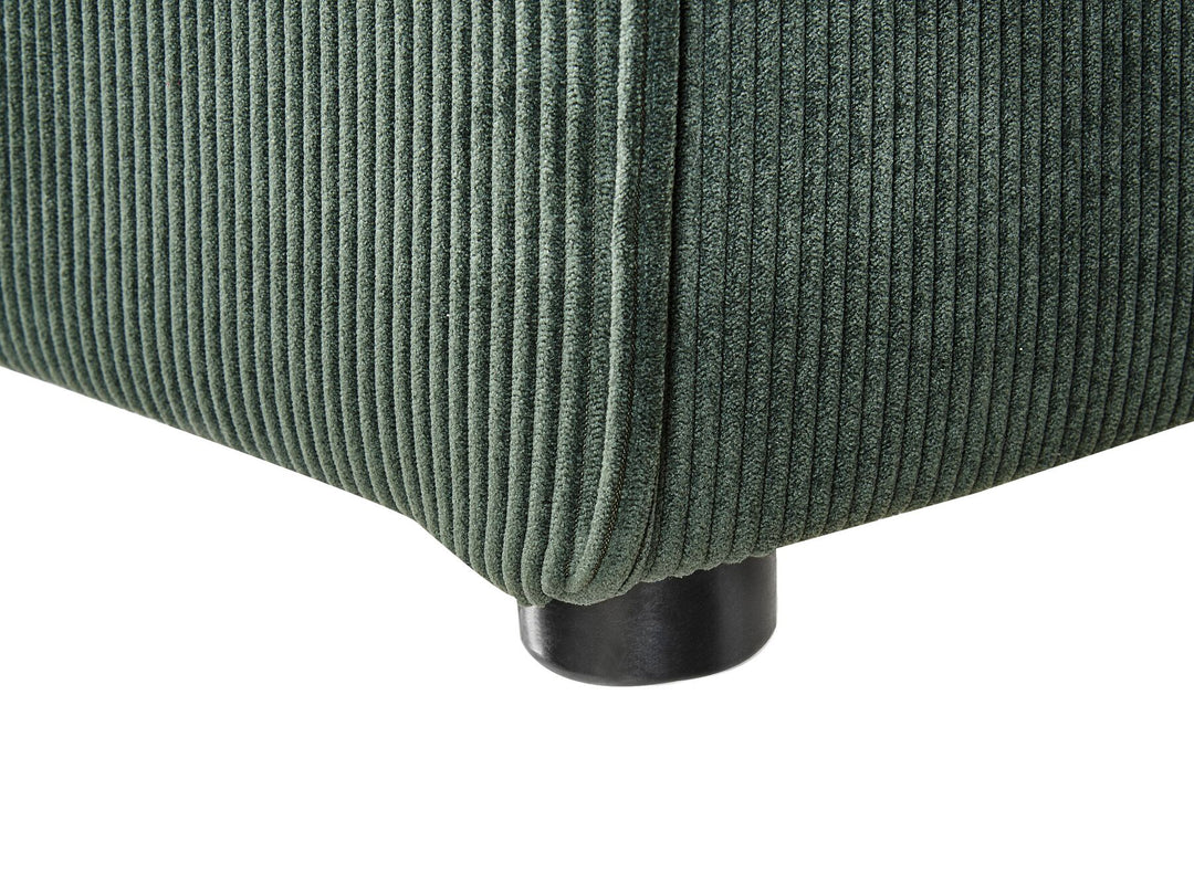 Left Hand 4 Seater Modular Jumbo Cord Corner Sofa with Ottoman Dark Green Ilkeston