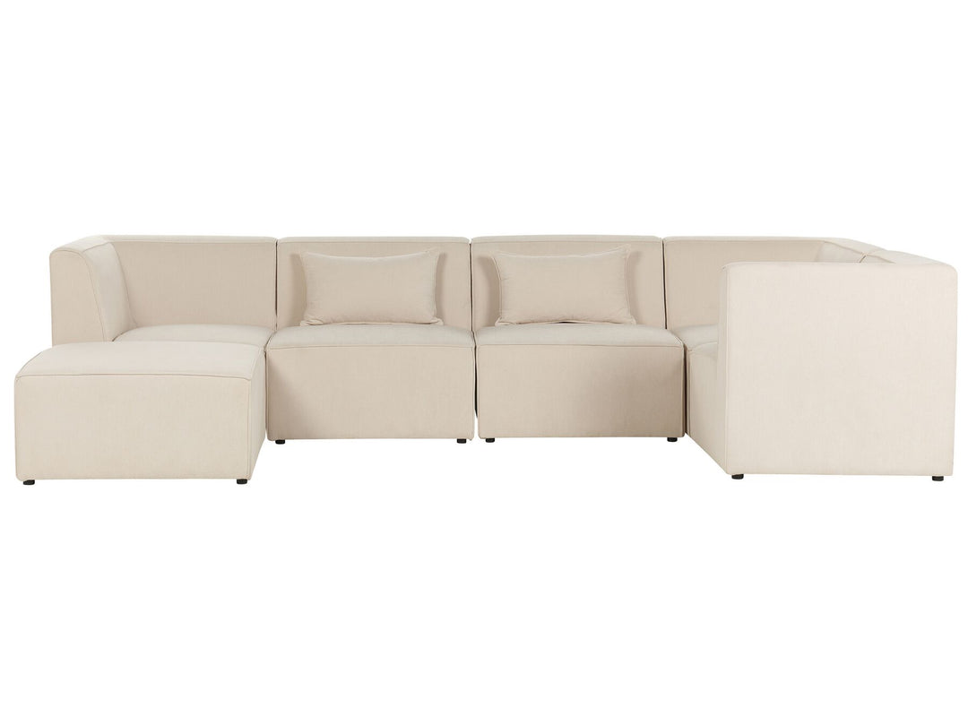 Lemvig Left Hand 5 Seater Modular Jumbo Cord Corner Sofa with Ottoman Beige