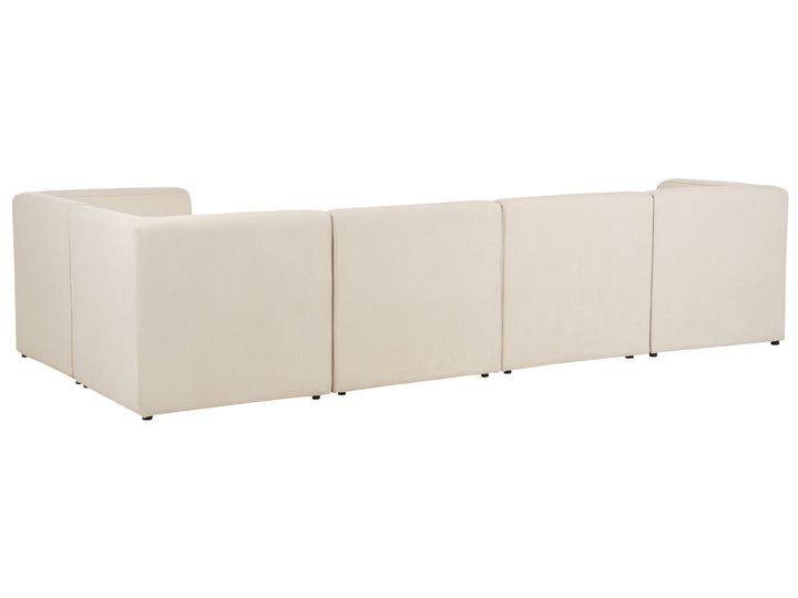 Lemvig Left Hand 5 Seater Modular Jumbo Cord Corner Sofa with Ottoman Beige