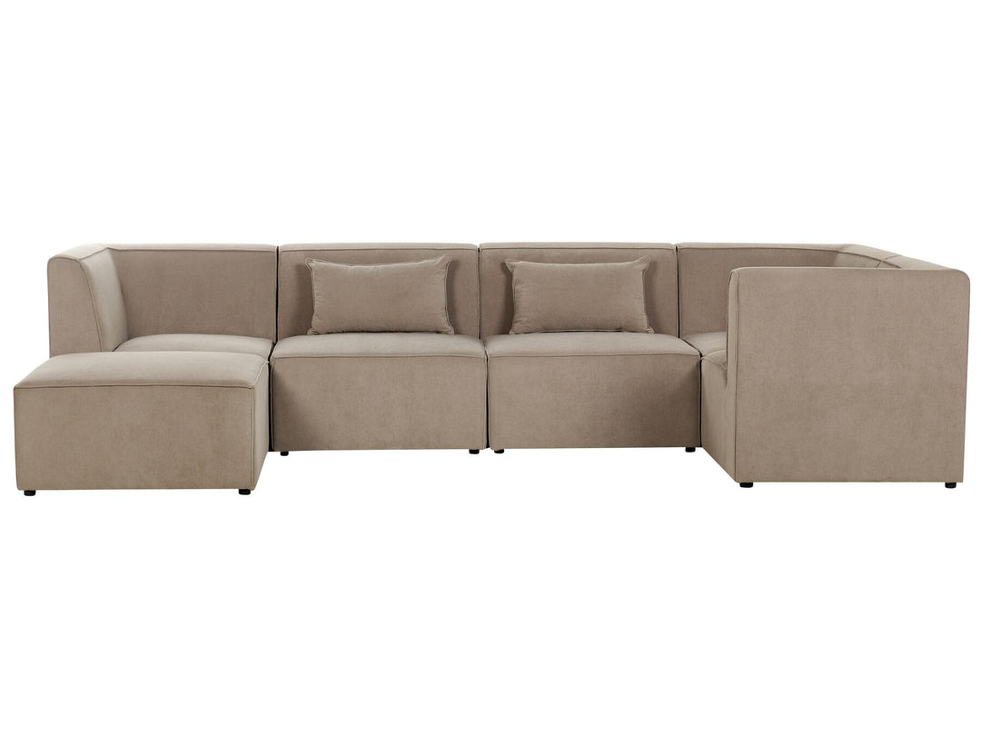 Lemvig Left Hand 5 Seater Modular Jumbo Cord Corner Sofa with Ottoman Taupe