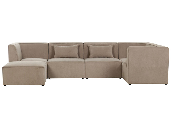 Lemvig Left Hand 5 Seater Modular Jumbo Cord Corner Sofa with Ottoman Taupe