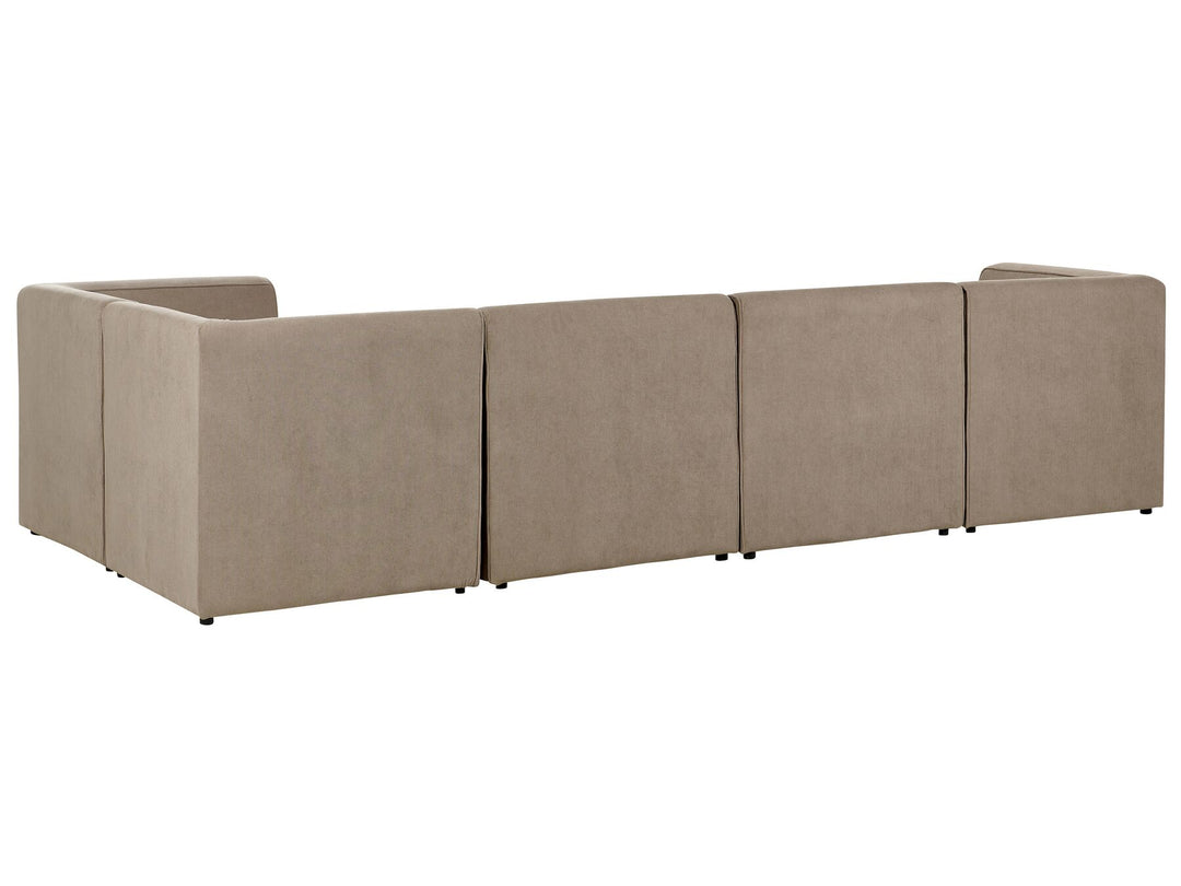 Lemvig Left Hand 5 Seater Modular Jumbo Cord Corner Sofa with Ottoman Taupe