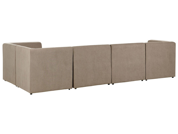 Lemvig Left Hand 5 Seater Modular Jumbo Cord Corner Sofa with Ottoman Taupe