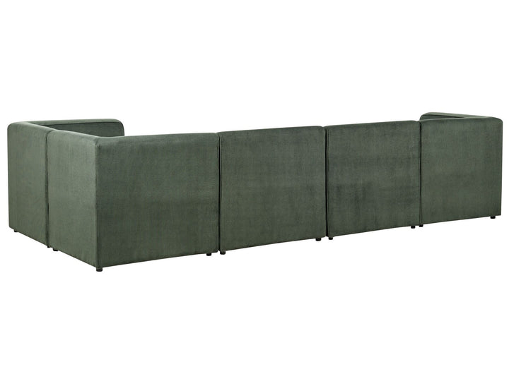 Lemvig Left Hand 5 Seater Modular Jumbo Cord Corner Sofa with Ottoman Dark Green