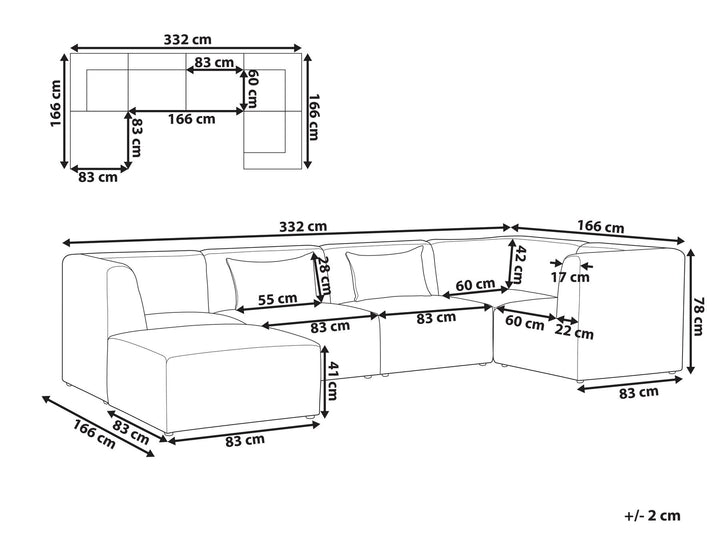 Lemvig Left Hand 5 Seater Modular Jumbo Cord Corner Sofa with Ottoman Beige