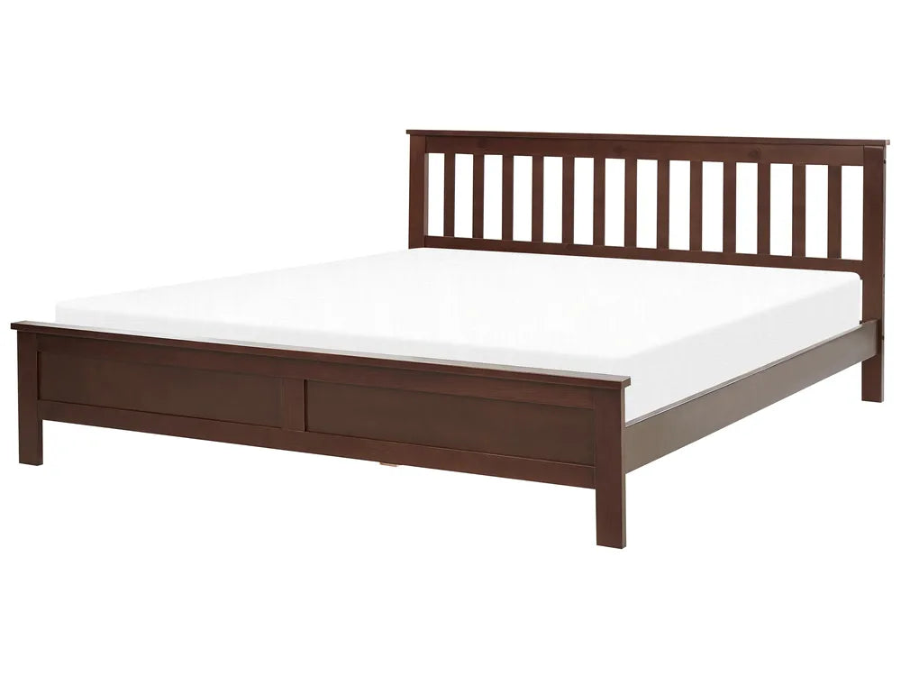 Bed Pine Wood 180 x 200 cm (EU Super King) Dark Brown Carol