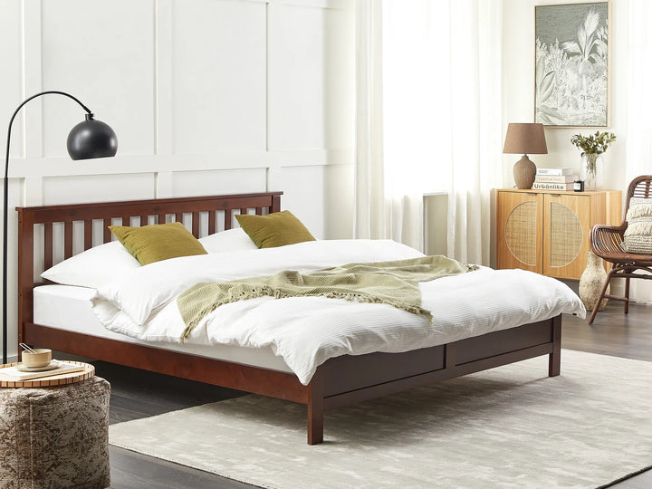 Bed Pine Wood 180 x 200 cm (EU Super King) Dark Brown Carol