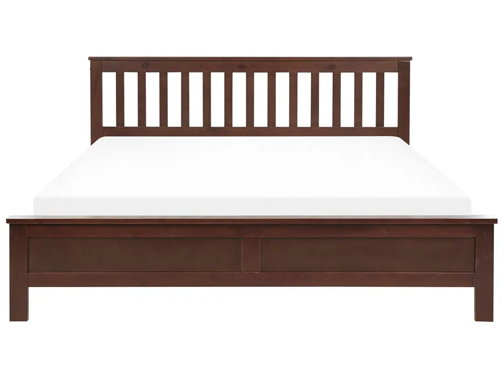 Bed Pine Wood 180 x 200 cm (EU Super King) Dark Brown Carol
