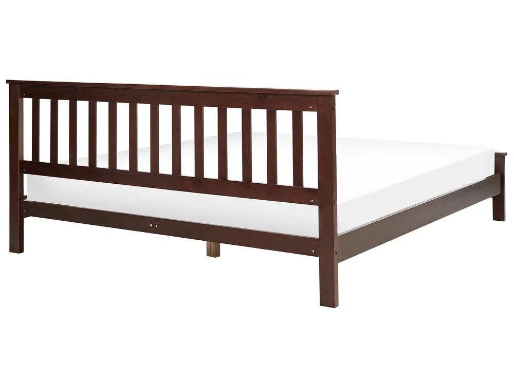 Bed Pine Wood 180 x 200 cm (EU Super King) Dark Brown Carol
