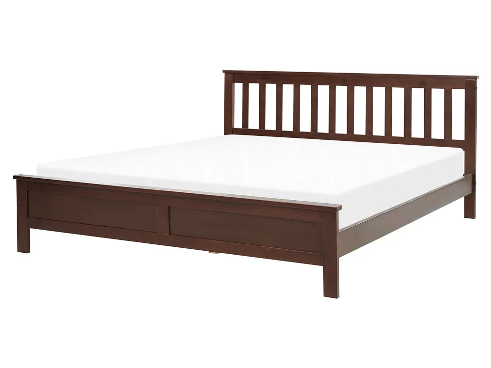 Bed Pine Wood 160 x 200 cm (EU King Size) Dark Brown Carol