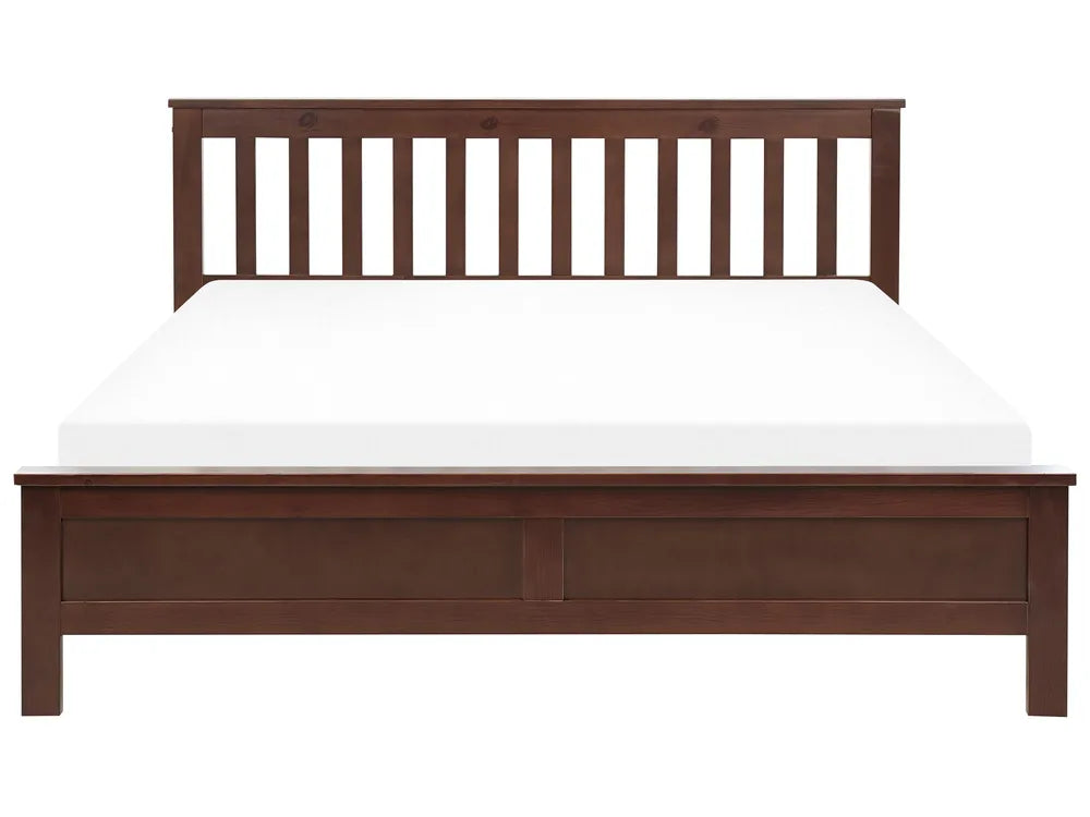 Bed Pine Wood 160 x 200 cm (EU King Size) Dark Brown Carol