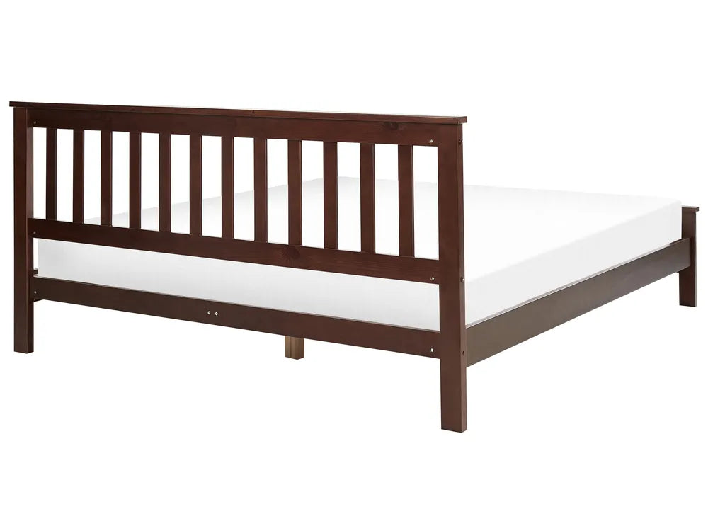 Bed Pine Wood 160 x 200 cm (EU King Size) Dark Brown Carol