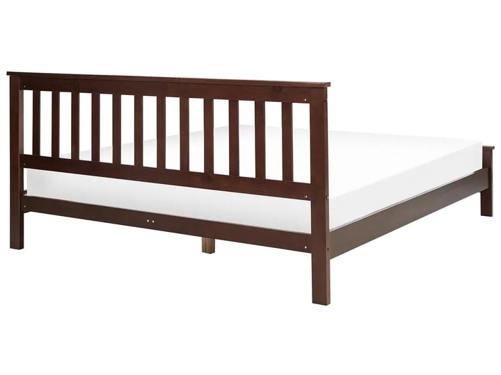 Bed Pine Wood 160 x 200 cm (EU King Size) Dark Brown Carol
