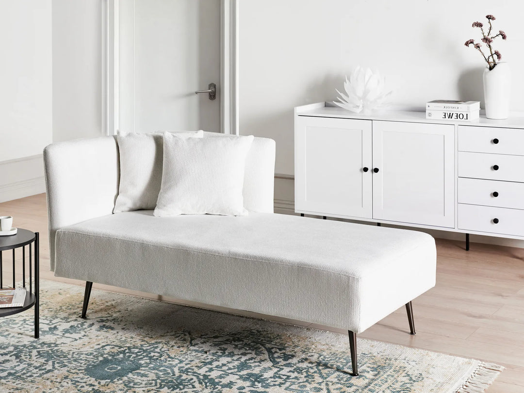 Left-Hand Chaise Lounge Fabric White Roxy