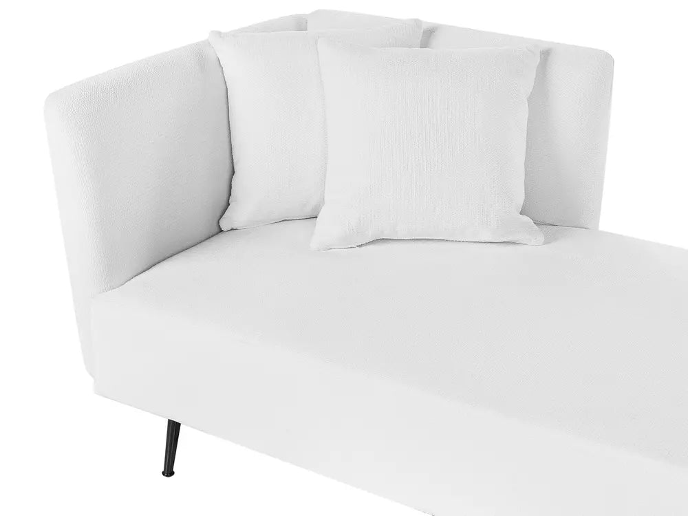 Left-Hand Chaise Lounge Fabric White Roxy