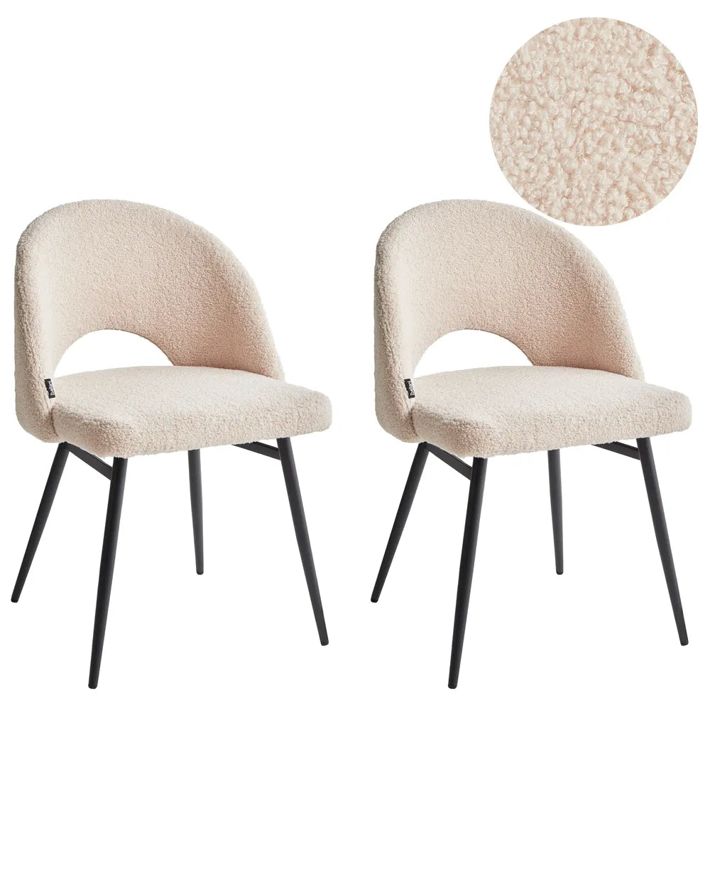 Set of 2 Dining Chairs Boucle Beige Trix