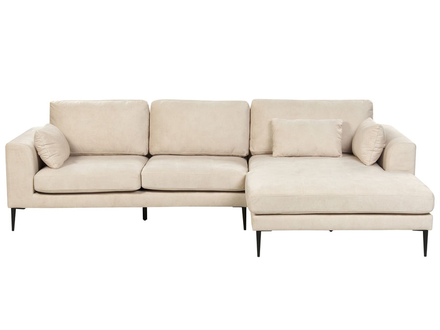 Flam Velvet Left Hand Corner Sofa Cream 