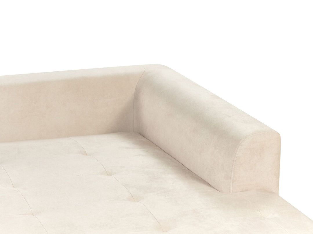 Flam Velvet Left Hand Corner Sofa Cream
