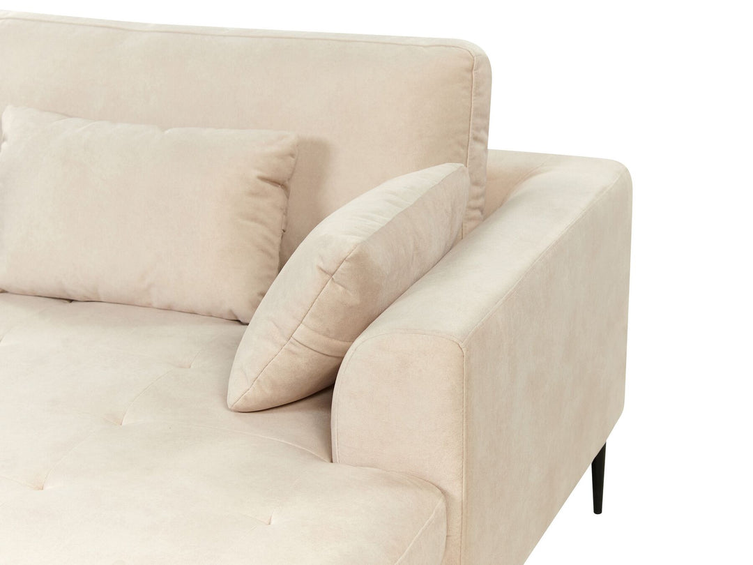 Flam Velvet Left Hand Corner Sofa Cream