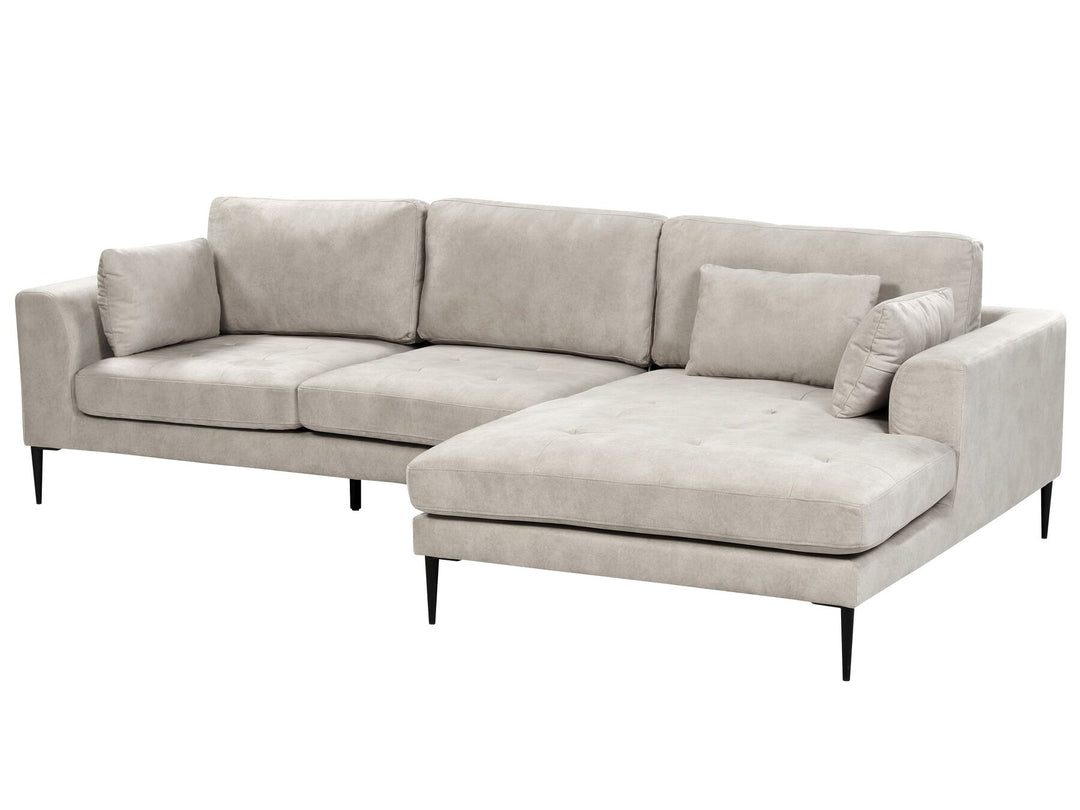 Flam Velvet Left Hand Corner Sofa Light Grey