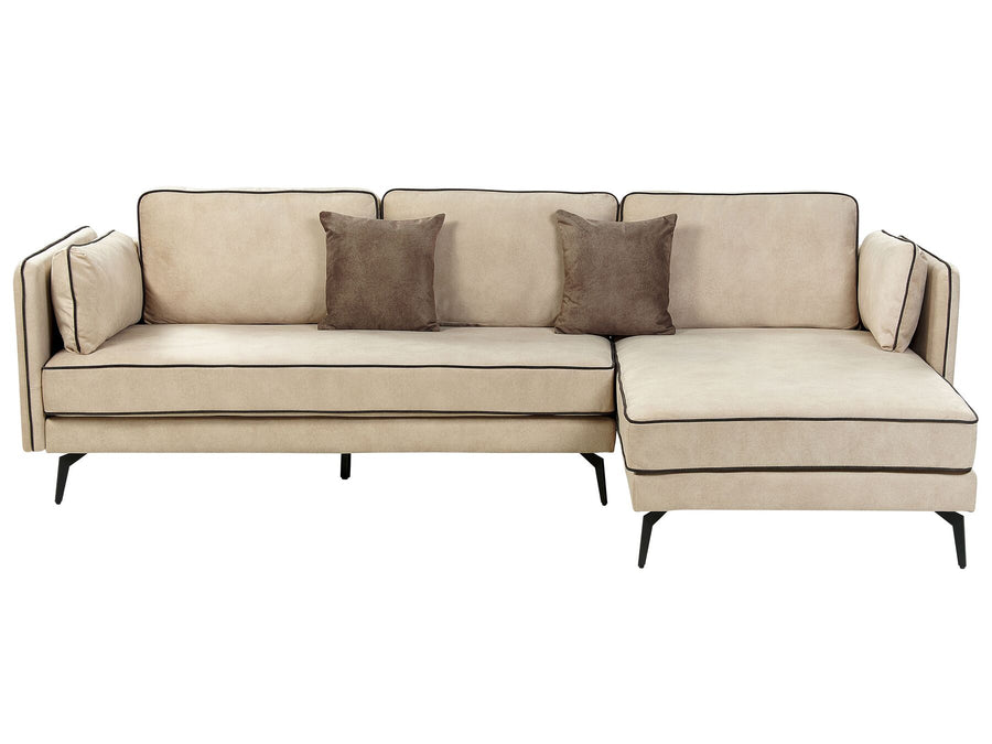 Altan Left Hand Velvet Corner Sofa Beige
