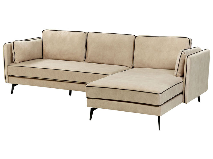 Altan Left Hand Velvet Corner Sofa Beige
