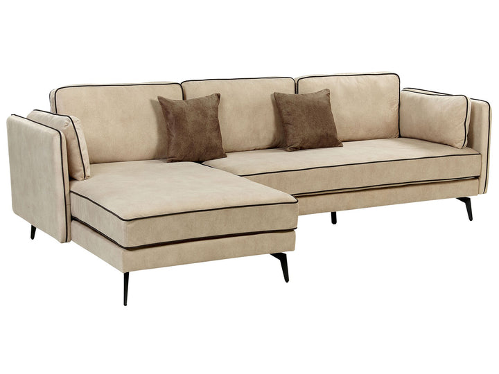 Altan Right Hand Velvet Corner Sofa Beige