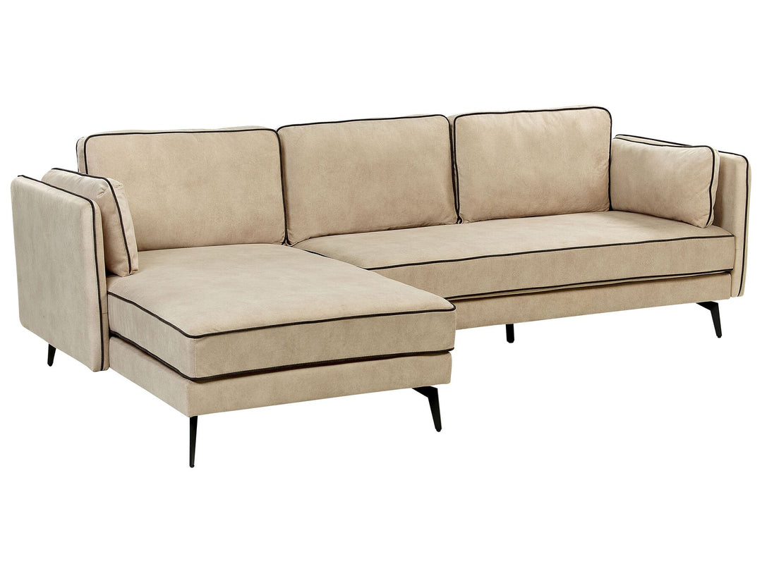 Altan Right Hand Velvet Corner Sofa Beige