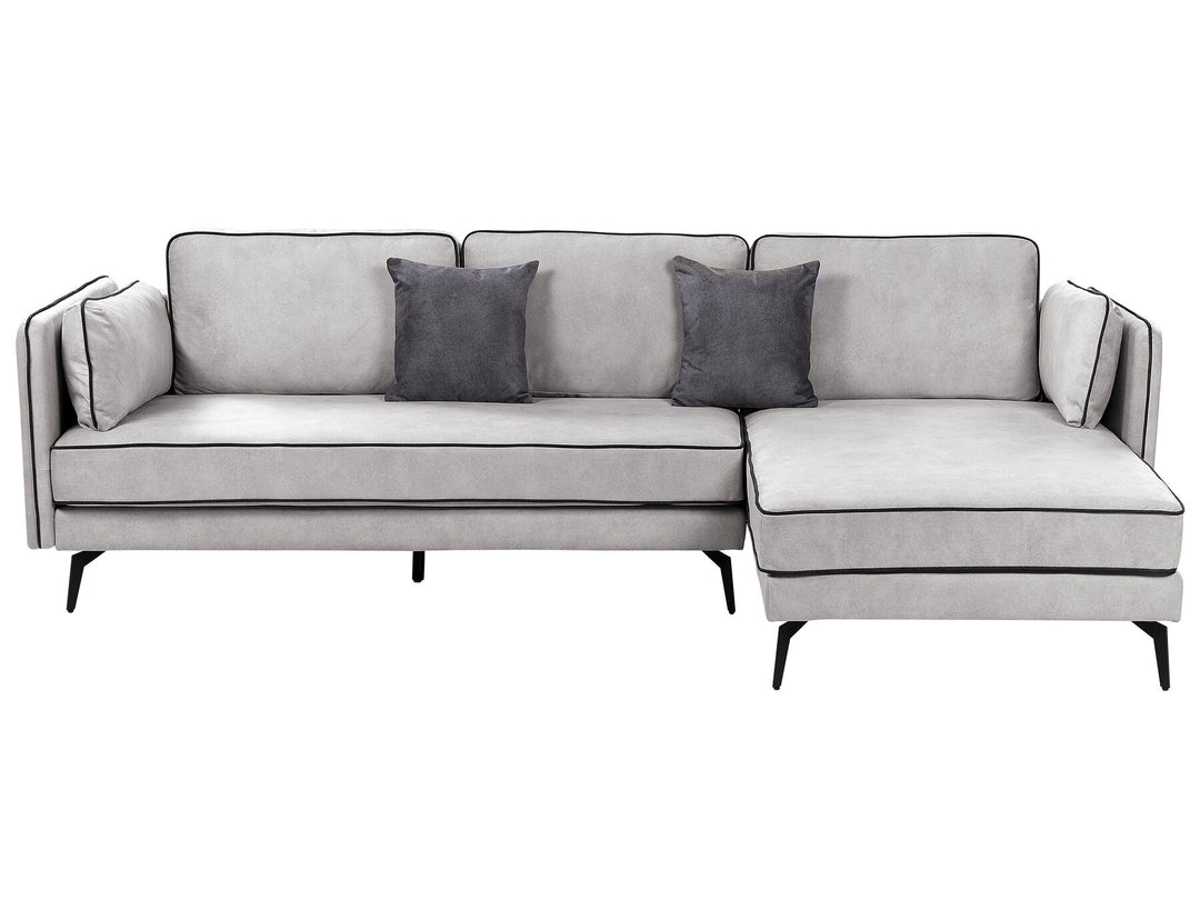 Altan Left Hand Velvet Corner Sofa Light Grey 