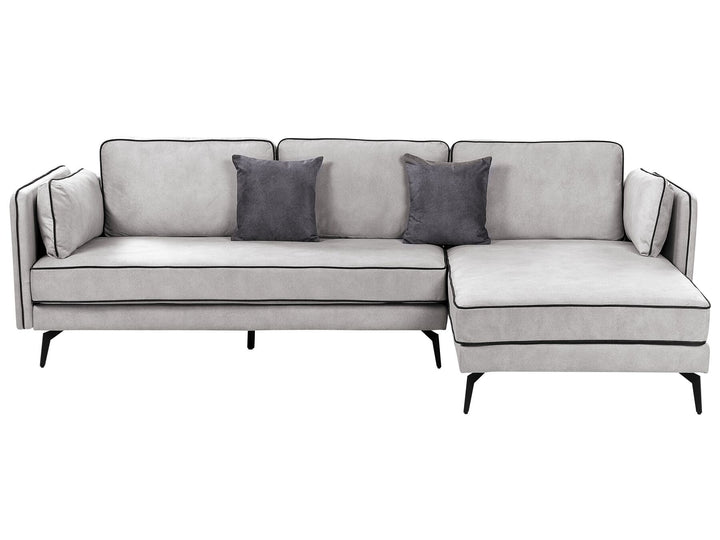 Altan Left Hand Velvet Corner Sofa Light Grey 