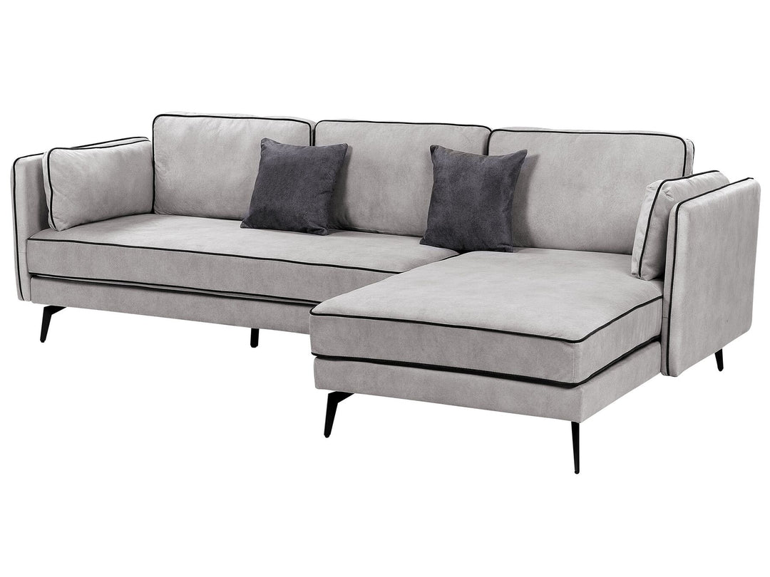 Altan Left Hand Velvet Corner Sofa Light Grey