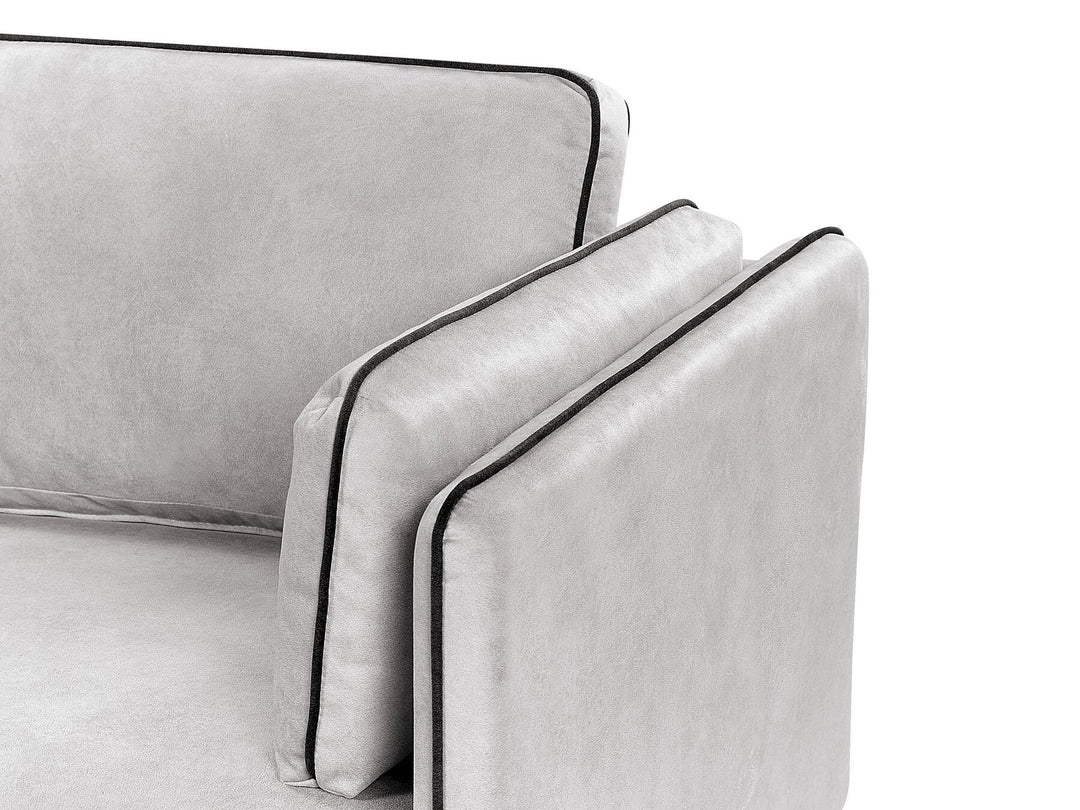 Altan Right Hand Velvet Corner Sofa Light Grey