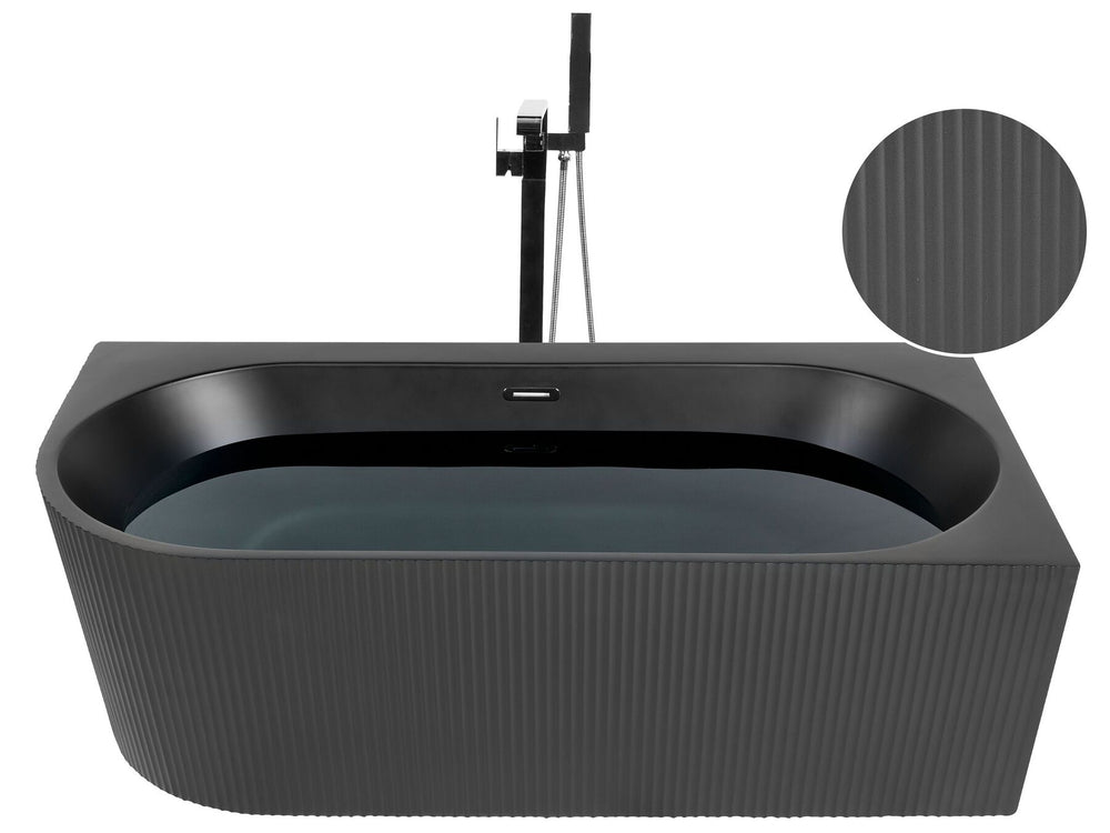 Left Hand Corner Bath 1700 mm x 800 mm Black Gocta