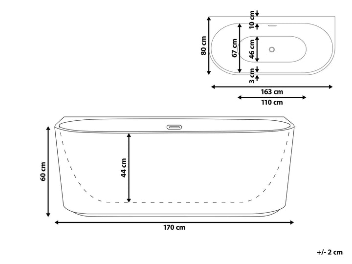 Bath 1700 mm x 800 mm Black Gocta