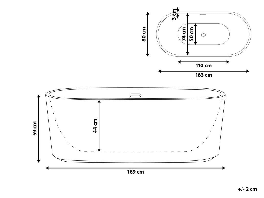 Freestanding Bath 1690 mm x 800 mm Black Gocta