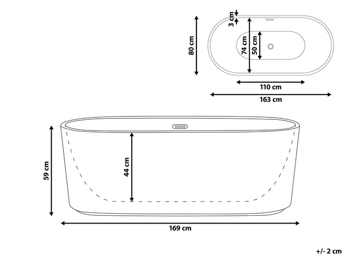 Freestanding Bath 1690 mm x 800 mm Black Gocta